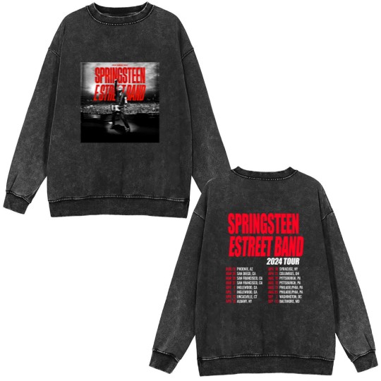 Discover Bruce Springsteen 2024 Double Sides Double Sided Mineral Wash Sweatshirts, Bruce Springsteen Double Sided Mineral Wash Sweatshirts