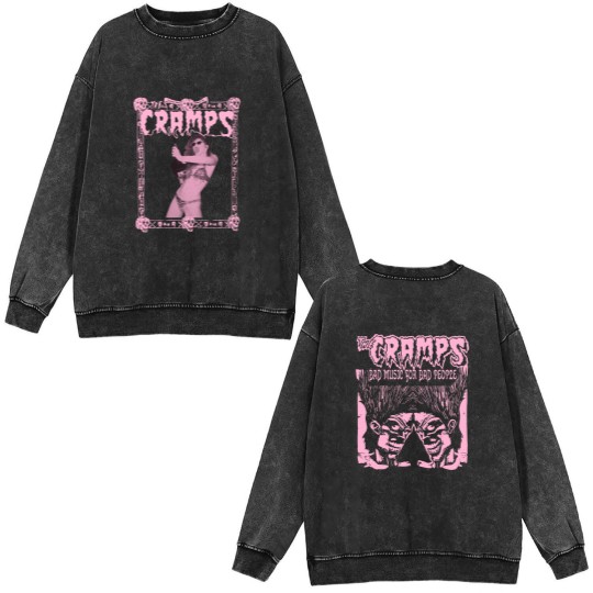 Discover The Cramps Poison Ivy Double Sided Mineral Wash Sweatshirts, Bad Music For Bad People Double Sided Mineral Wash Sweatshirts