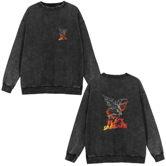 Discover Black Sabbath Band Double Sided Mineral Wash Sweatshirts, Ozzy Osbourne, Black Sabbath Heavy Metal Double Sided Mineral Wash Sweatshirts