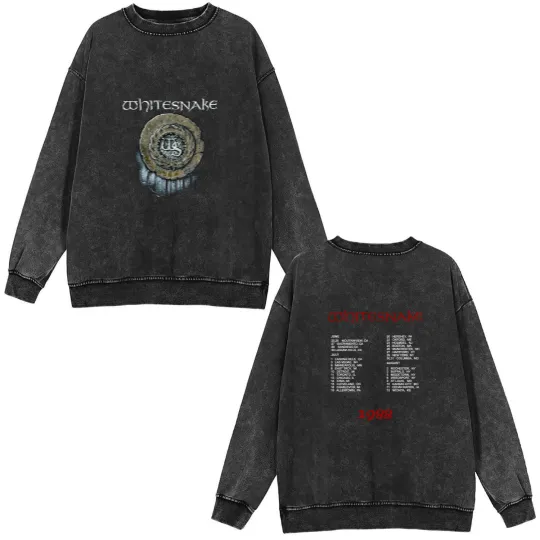 Discover 1988 Whitesnake Rock Concert Tour Unisex Double Sided Mineral Wash Sweatshirts