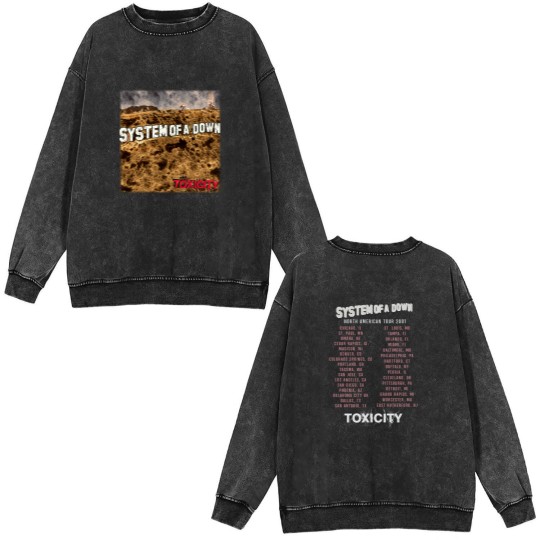 Discover Vintage SYSTEM OF DOWN Toxicity Tour Double Sided Mineral Wash Sweatshirts