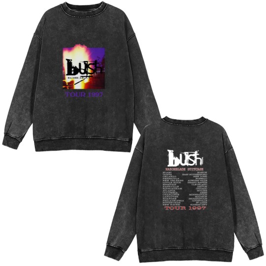 Discover Bush Razorblade Suitcase Tour 1997 Double Sided Mineral Wash Sweatshirts, Bush Band Double Sided Mineral Wash Sweatshirts, Bush Rock Tour 1997 Double Sided Mineral Wash Sweatshirts