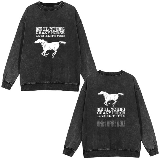 Discover Neil Young Double Sided Mineral Wash Sweatshirts Music Double Sided Mineral Wash Sweatshirts World Tour 2024 Tour