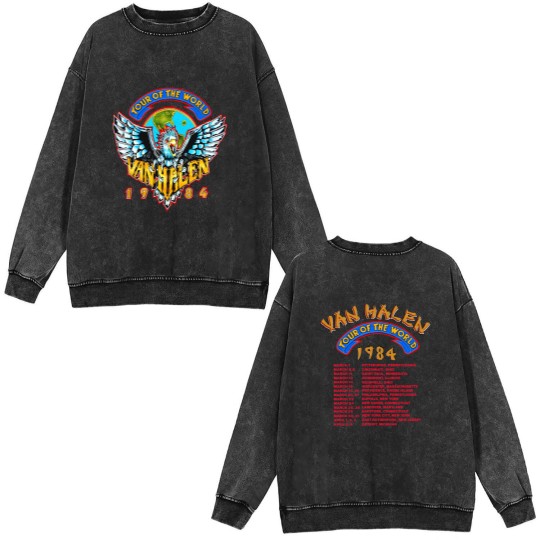 Discover Sale!! Vintage 1984 van World Tour Monsters of Rock Double Sided Mineral Wash Sweatshirts