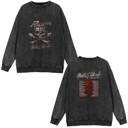 Discover Poison Flesh & Blood World Tour Double Sided Mineral Wash Sweatshirts