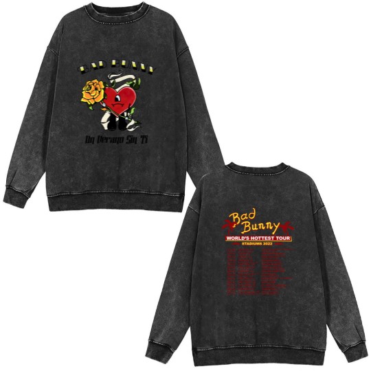 Discover Bad Bunny Un Verano Sin Ti Merch Pink Double Sided Mineral Wash Sweatshirts, Un Verano Sin Ti New Merch