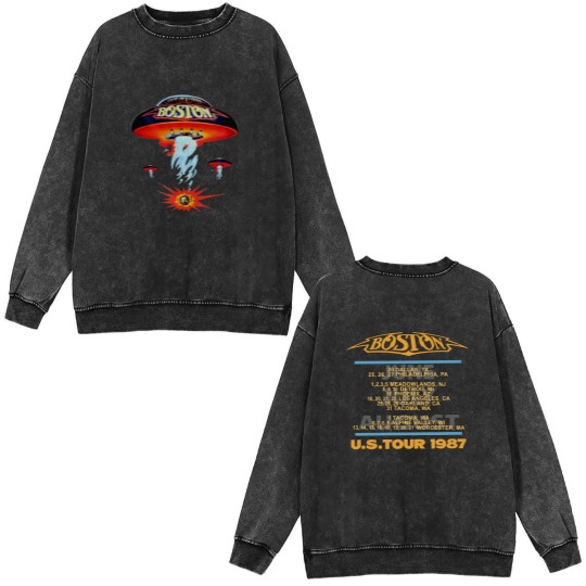 Discover Boston Rock Band Concert Tour 1987 Double Sided Mineral Wash Sweatshirts, Anniversary Gift for Fans