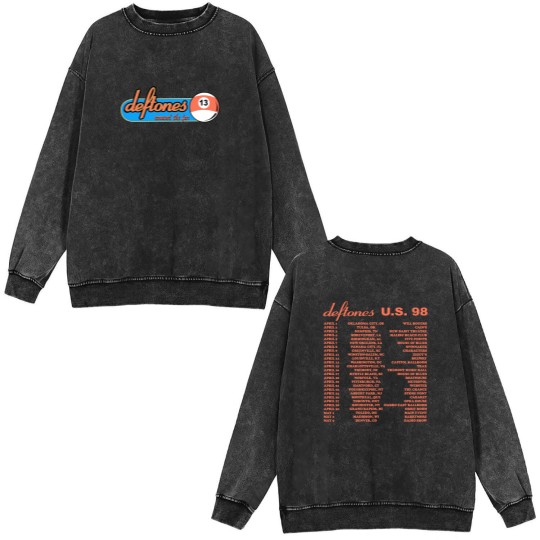 Discover Deftone U.S 1998 Tour Cotton Black Unisex Double Sided Mineral Wash Sweatshirts S-5XL Men Women
