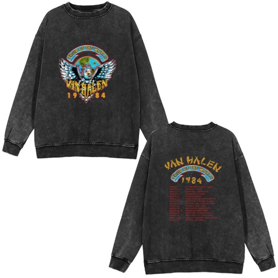 Discover Vintage 1984 van Tour Of The World For Men Women Unisex Double Sided Mineral Wash Sweatshirts All Size