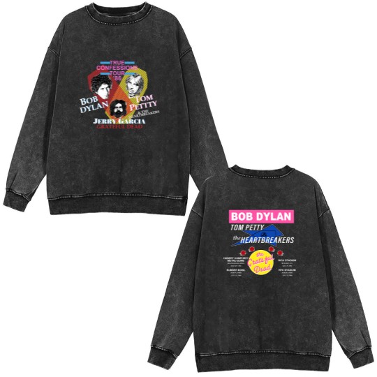 Discover Vintage 1986 Confessions Tour Double Sided Mineral Wash Sweatshirts Jerry Garcia Bob Dylan' Tom Petty' Double Sided Mineral Wash Sweatshirts