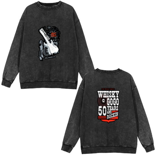 Discover Whisky A Go Go Double Sided Mineral Wash Sweatshirts 50th Anniversary and Guitar  Gift For All Fans