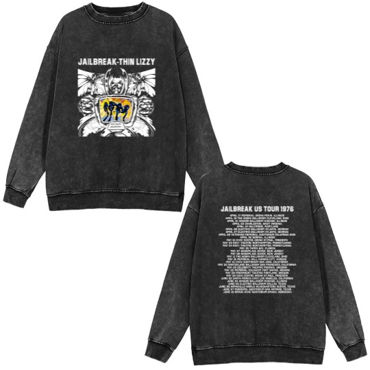 Discover Thin Lizzy 2 sides black Double Sided Mineral Wash Sweatshirts