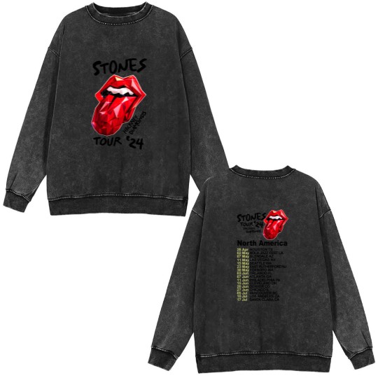 Discover 2024 Men Double Sided Mineral Wash Sweatshirts Casual The Rolling Tour 2024 Stone Double Sided Mineral Wash Sweatshirts