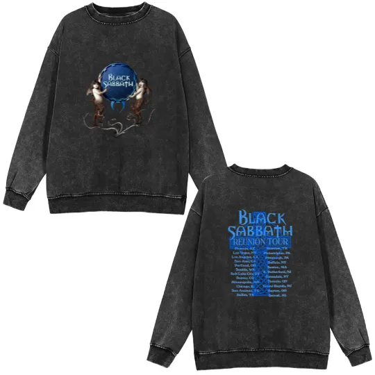 Discover Black Sabbath 1999 Reunion Tour 2 Sided Double Sided Mineral Wash Sweatshirts