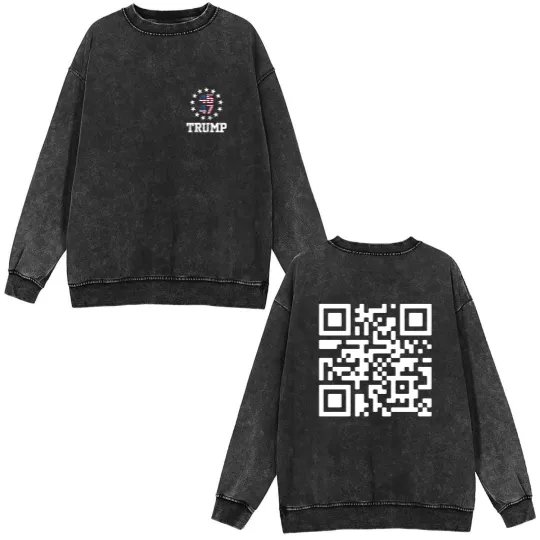 Discover Trump Dance Qr Code Double Sided Mineral Wash Sweatshirts, Trump Dancing Qr Code Double Sided Mineral Wash Sweatshirts