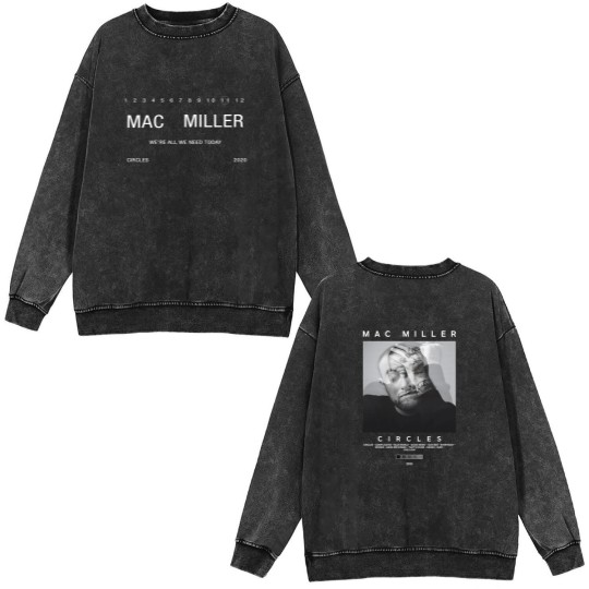 Discover Vintage macmiller Album Double Sided Mineral Wash Sweatshirts, Vintage Rap Double Sided Mineral Wash Sweatshirts, Mac Self Care Double Sided Mineral Wash Sweatshirts