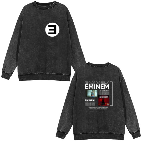Discover Eminem The Marshall Mathers LP Graphic Double Sided Mineral Wash Sweatshirts Men Women