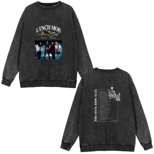 Discover Lynch Mob the final ride 2024 2025 Tour Date Double Sided Mineral Wash Sweatshirts Double Sides