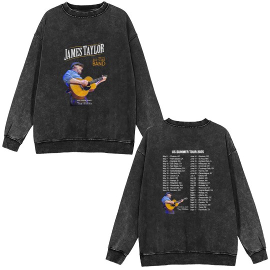 Discover James Taylor Summer Tour 2025 Double Sided Mineral Wash Sweatshirts, James Taylor 2025 Concert, James Taylor Fan Double Sided Mineral Wash Sweatshirts
