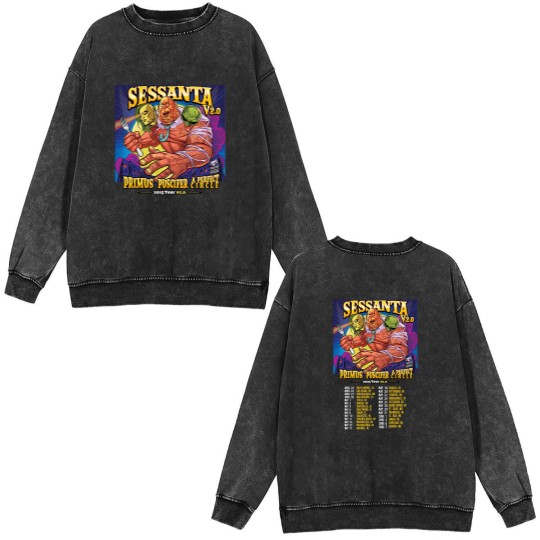 Discover A PERFECT CIRCLE And PRIMUS And PUSCIFER Sessanta V2.0 Tour 2025 Fan Gifts Double Sided Mineral Wash Sweatshirts