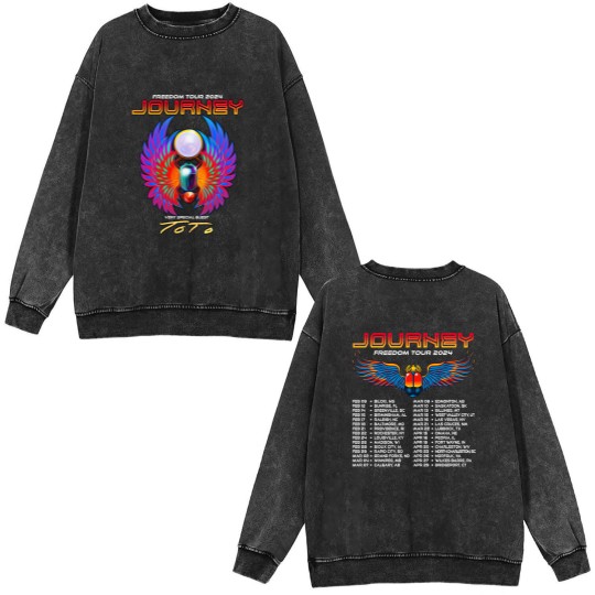 Discover Journey 2024 Tour Freedom Double Sided Mineral Wash Sweatshirts, Journey Freedom Tour 2024 Double Sided Mineral Wash Sweatshirts