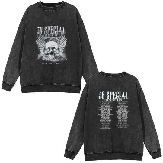 Discover New 38 Special Rockin' Into The Night Gift For Fans Unisex S-5XL Double Sided Mineral Wash Sweatshirts