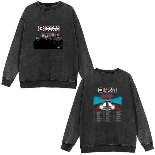 Discover 3 Doors Down Tour 2024 2025 Double Sided Mineral Wash Sweatshirts