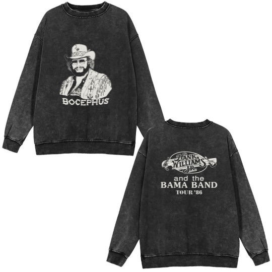 Discover Hank Williams Jr. Bocephus Tour Double Sided Mineral Wash Sweatshirts Vintage Style Gift For Men Women