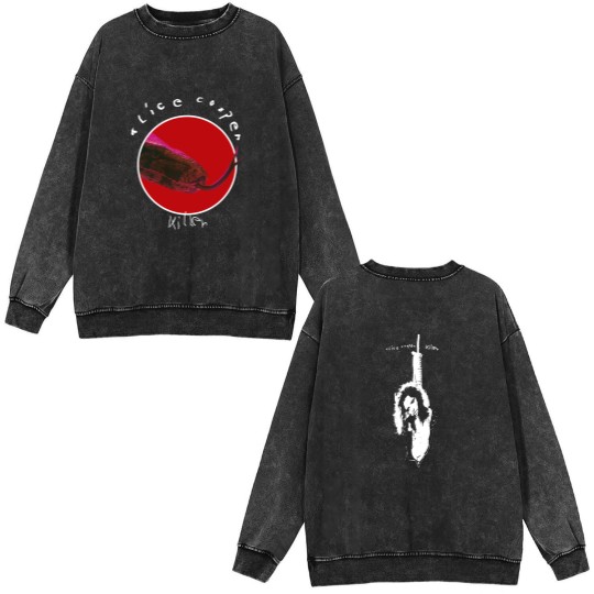 Discover DTG printed Double Sided Mineral Wash Sweatshirts- ALICE COOPER- Killer