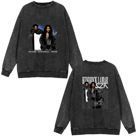 Discover Grand National Tour 2025 Double Sided Mineral Wash Sweatshirts, GNX Kendrick Lamar Sza Double Sided Mineral Wash Sweatshirts, Fan Gift