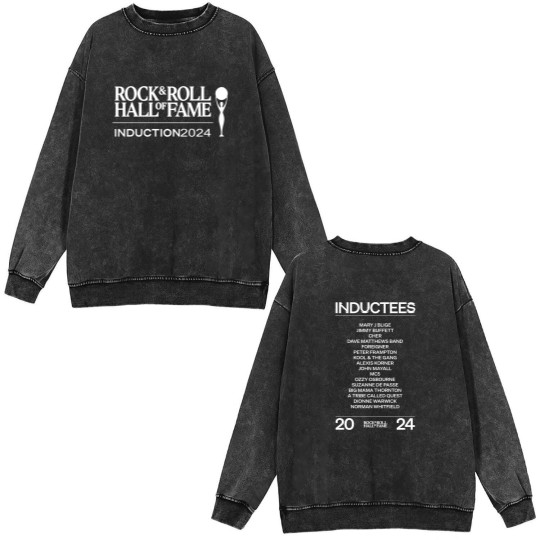 Discover Rock And Roll Hall Of Fame Introduction 2024 Line Up Unisex Double Sided Mineral Wash Sweatshirts