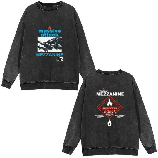 Discover MASSIVE ATTACK MEZZANINE European Tour Double Sided Mineral Wash Sweatshirts
