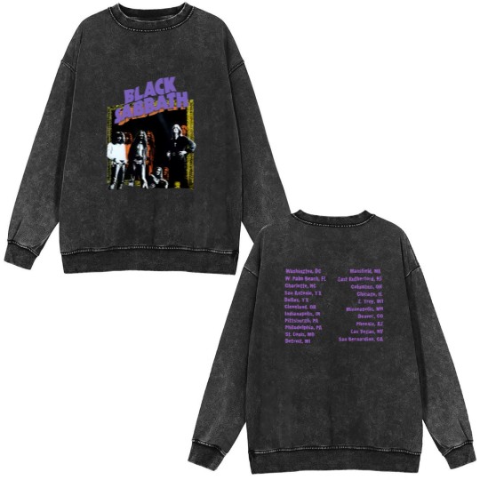 Discover Black Sabbath 1997 Tour 2 Side Black Double Sided Mineral Wash Sweatshirts