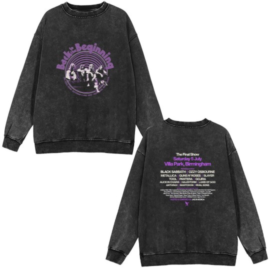 Discover Black Sabbath And Ozzy Osbourne Back To The Beginning Event With Lineup Double Sided Mineral Wash Sweatshirts