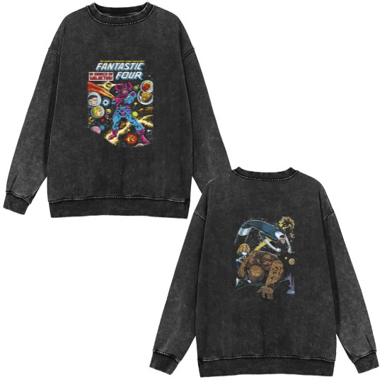 Discover Oversized Fantastic Four Double Sided Mineral Wash Sweatshirts Vintage Fantastic Four First Steps Double Sided Mineral Wash Sweatshirts