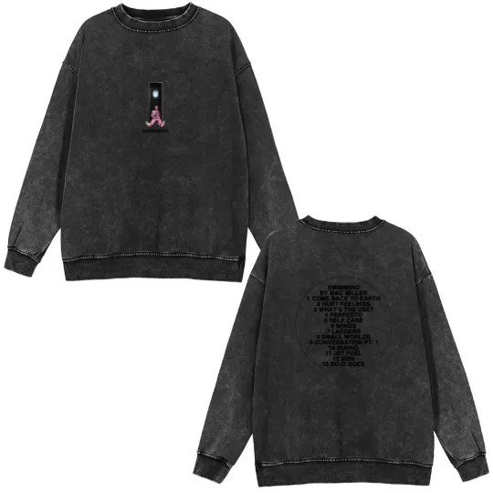 Discover macmiller Swimming Album Double Sided Mineral Wash Sweatshirts