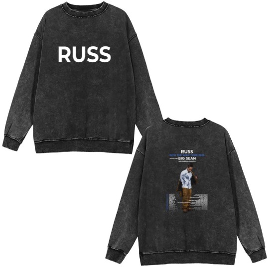 Discover Russ Into The Wild Tour 2025 Merch Double Sided Mineral Wash Sweatshirts