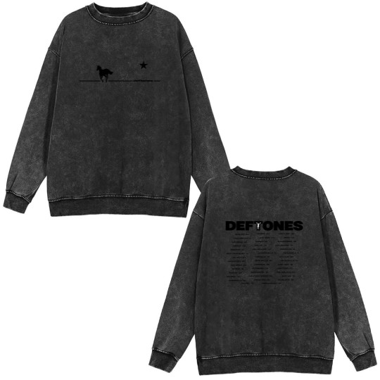 Discover Deftone White Pony Tour Black Double Sided Mineral Wash Sweatshirts