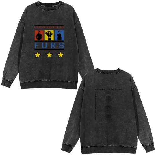 Discover 80s Mens Large Psychedelic Furs 1987 Tour Double Sided Mineral Wash Sweatshirts