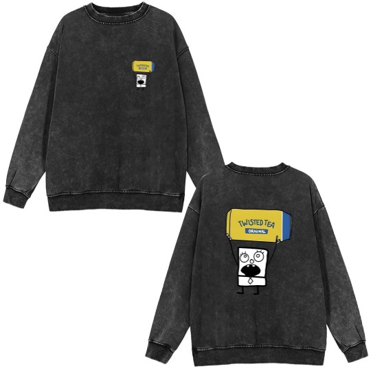 Discover Doodlebob Twisted Tea Double Sided Mineral Wash Sweatshirts Funny Unisex Double Sided Mineral Wash Sweatshirts  2 Side Double Sided Mineral Wash Sweatshirts