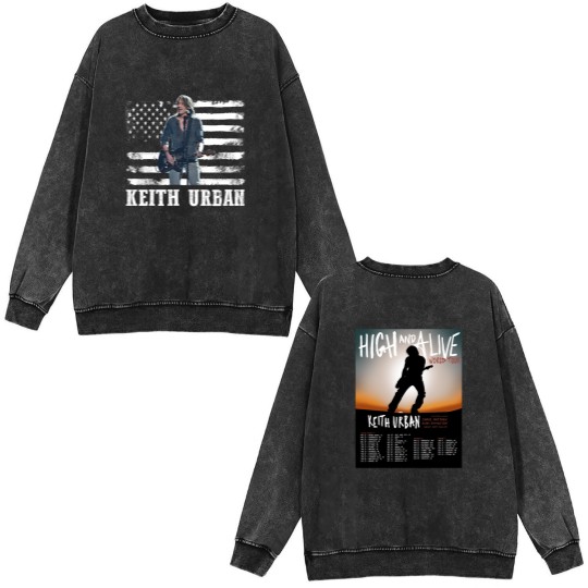 Discover Keith Urban Vintage Double Sided Mineral Wash Sweatshirts, Keith Urban High And Alive Tour 2025 Double Sided Mineral Wash Sweatshirts