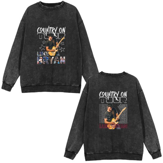 Discover Luke Bryan Graphic Double Sided Mineral Wash Sweatshirts, 2025 Luke Bryan Country Song Came On Tour Double Sided Mineral Wash Sweatshirts