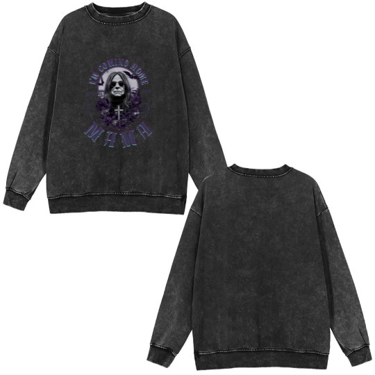 Discover Ozzy Osbourne 2025 Mama, I'm Coming Home Ozzy Osbourne Double Sided Mineral Wash Sweatshirts, Black Sabbath