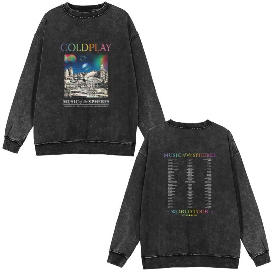 Discover New BAND Coldplay 2025 Double Sided Mineral Wash Sweatshirts MEN Double Sided Mineral Wash Sweatshirts