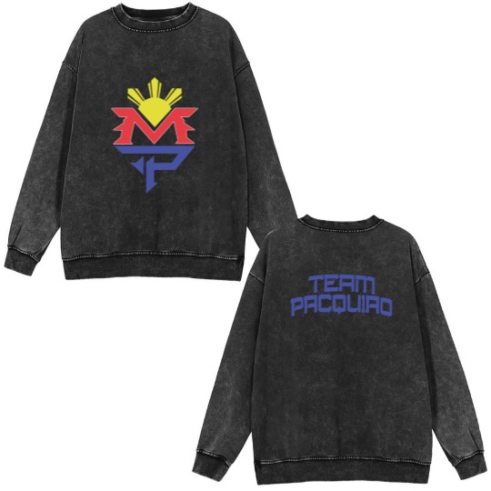 Discover Classic Manny Pacquiao Graphic Front & Back Unisex Double Sided Mineral Wash Sweatshirts