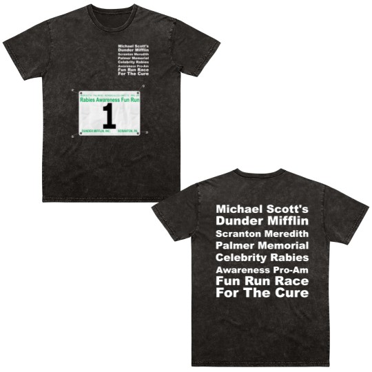 Discover Dunder Mifflin Fun Run Race #1 (Michael Scott) - Paraholix - Double Sided Mineral Wash T Shirts
