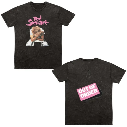 Discover 1986 Rod Stewart Double Sided Mineral Wash T Shirts