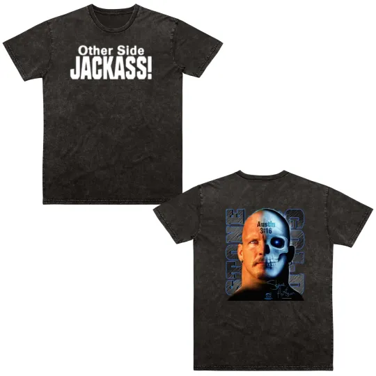 Discover Vintage 90's Stone Cold Steve Austin Other Side Jackass Double Sided Mineral Wash T Shirts
