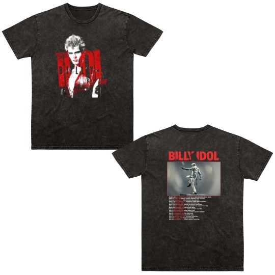 Discover Billy Idol Live Tour 2023 Double Sided Mineral Wash T Shirts, Billy Idol Concert 2023 Double Sided Mineral Wash T Shirts
