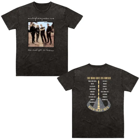 Discover Vintage 90s 1995 The Highwaymen The Road Goes On Forever Tour Double Sided Mineral Wash T Shirts